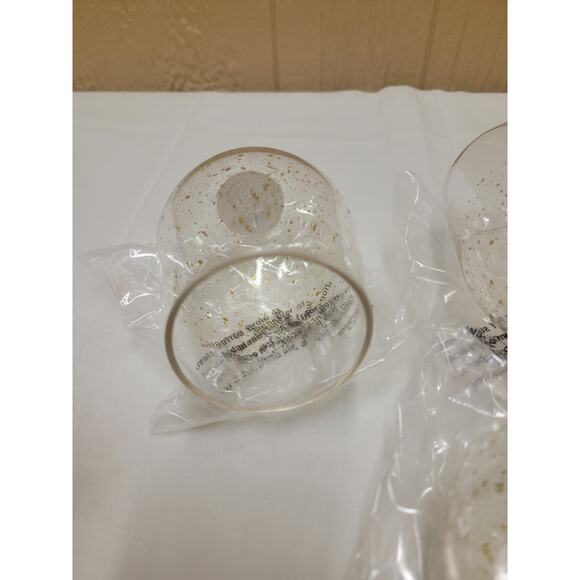 Set of 4 Stemless Wine Glass Tumbler Clear Plastic Gold Speckle - Picture 5 of 6
